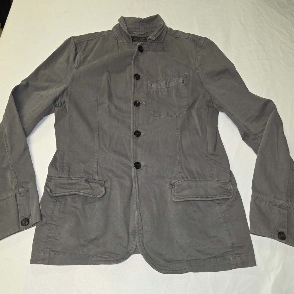 AllSaints Men's Gray Cotton Utility Chore Blazer Jacket